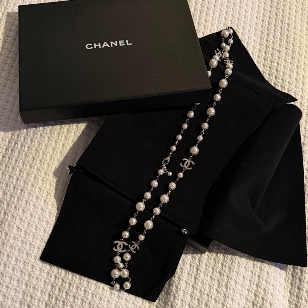 Authentic Vintage Chanel Crystal CC Necklace